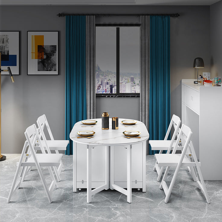 Contemporary Oval Dining Table White Dining Table with 4 Legs