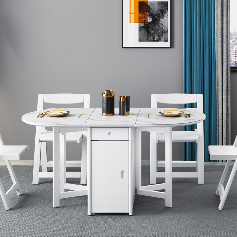 Contemporary Oval Dining Table White Dining Table with 4 Legs