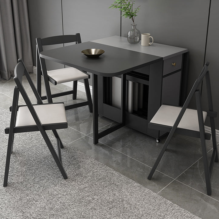 Mid-Century Modern Rectangle Dining Table Drop-Leaf Table with Ash Solid Wood Base,59"L x 29.1"H
