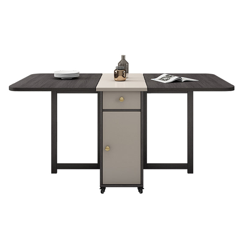 Mid-Century Modern Rectangle Dining Table Drop-Leaf Table with Ash Solid Wood Base,59"L x 29.1"H