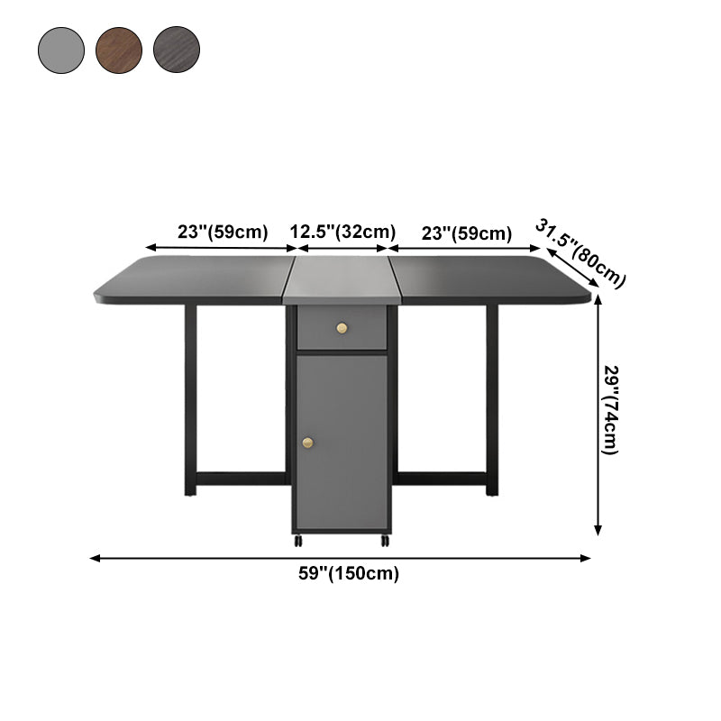 Mid-Century Modern Rectangle Dining Table Drop-Leaf Table with Ash Solid Wood Base,59"L x 29.1"H
