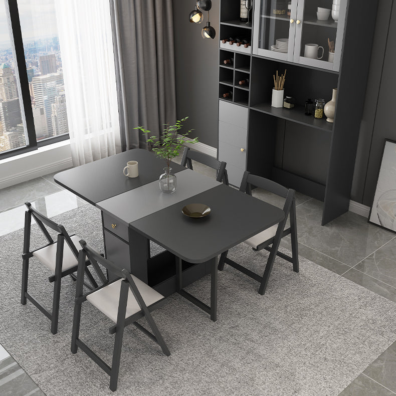 Mesa de comedor rectangular moderno de mediados de siglo Mesa de hoja caída con base de madera maciza, 59 "L x 29.1" H