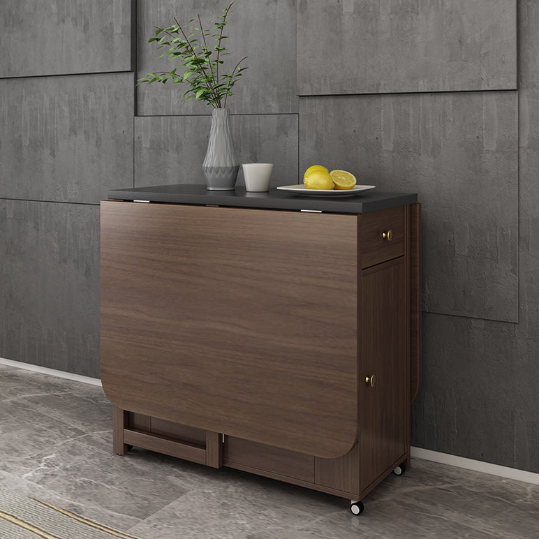 Mesa de comedor rectangular moderno de mediados de siglo Mesa de hoja caída con base de madera maciza, 59 "L x 29.1" H