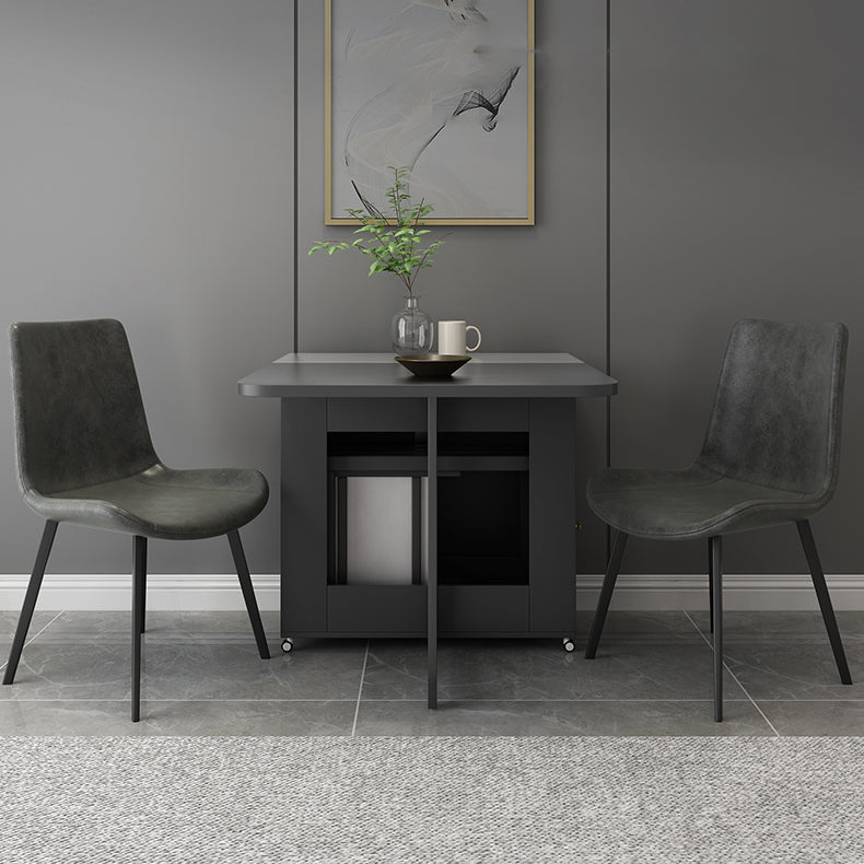 Mesa de comedor rectangular moderno de mediados de siglo Mesa de hoja caída con base de madera maciza, 59 "L x 29.1" H