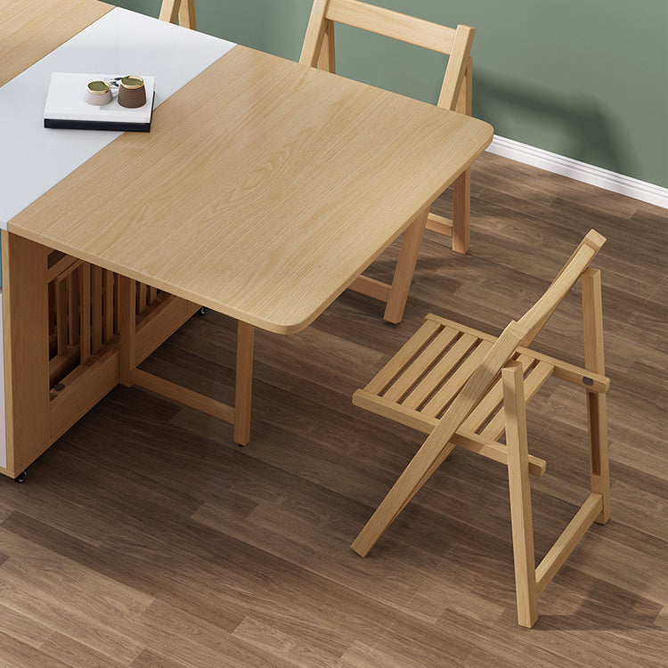 Rectangle Mid-Century Modern Dining Table Drop-Leaf Table with Rubberwood Solid Wood Base