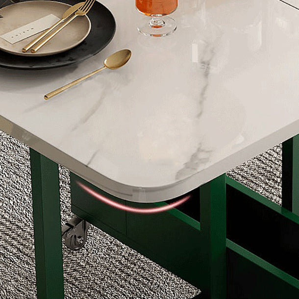 Rectangle Mid-Century Modern Dining Table Drop-Leaf Table with Metal Base