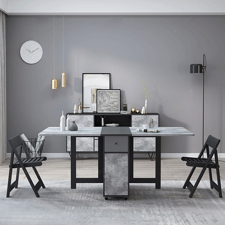 Moderne moderne rechthoekige eettafel drop-bladtafel met vaste houten basis met vaste houten basis