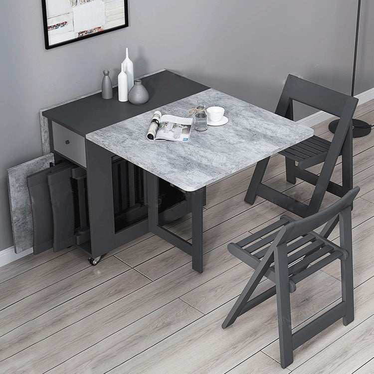 Moderne moderne rechthoekige eettafel drop-bladtafel met vaste houten basis met vaste houten basis