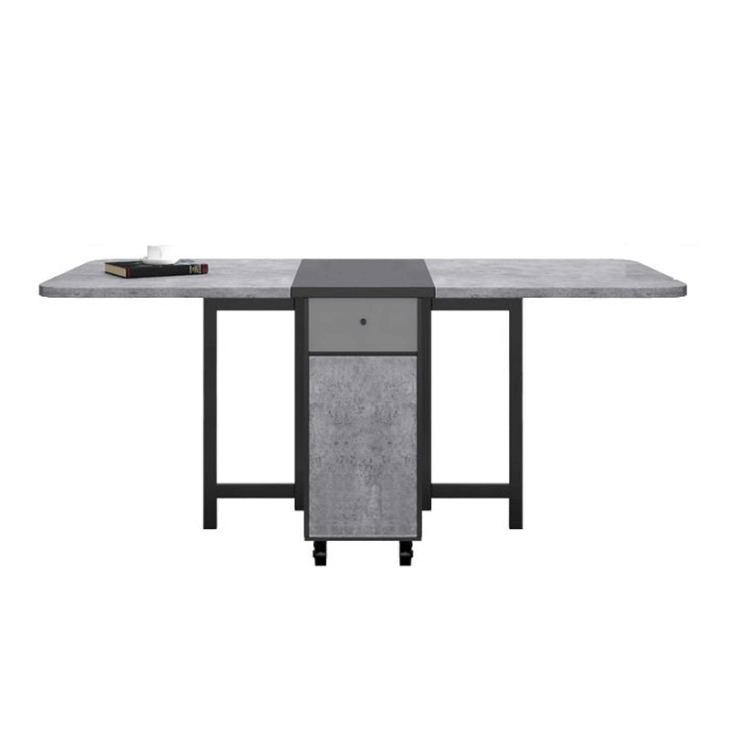 Moderne moderne rechthoekige eettafel drop-bladtafel met vaste houten basis met vaste houten basis