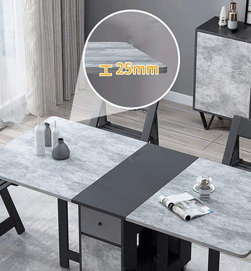 Moderne moderne rechthoekige eettafel drop-bladtafel met vaste houten basis met vaste houten basis