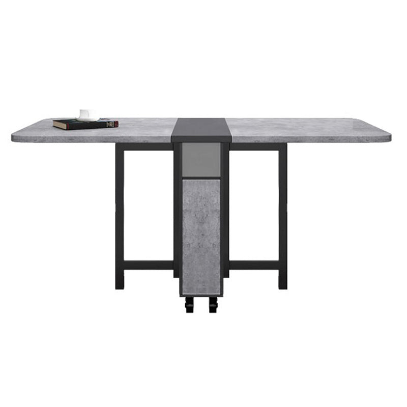 Moderne moderne rechthoekige eettafel drop-bladtafel met vaste houten basis met vaste houten basis