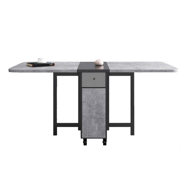 Moderne moderne rechthoekige eettafel drop-bladtafel met vaste houten basis met vaste houten basis