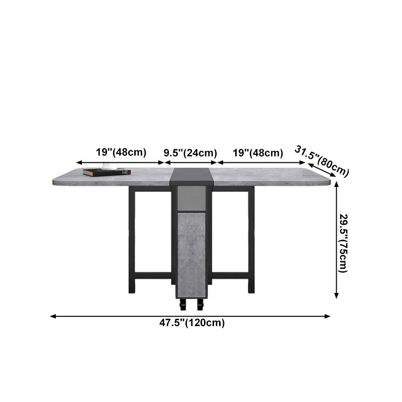 Moderne moderne rechthoekige eettafel drop-bladtafel met vaste houten basis met vaste houten basis