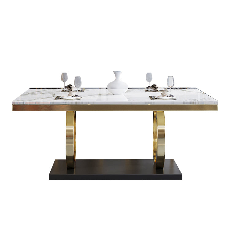 Rechteck traditioneller Luxus Esstisch Gold Trestle Basistisch für Esszimmer