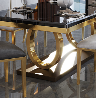 Rechteck traditioneller Luxus Esstisch Gold Trestle Basistisch für Esszimmer