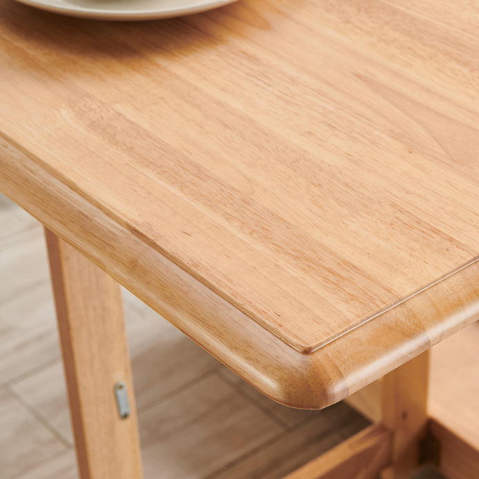 Mid-Century Modern Rectangle Dining Table Rubberwood Solid Wood Drop-Leaf Table