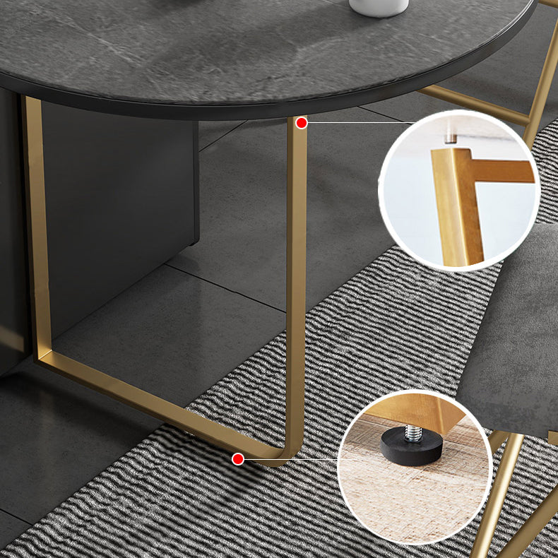 Contemporary Oval Dining Table Sintered Stone Drop-Leaf Table for Dining Room,59"L x 29.5"H