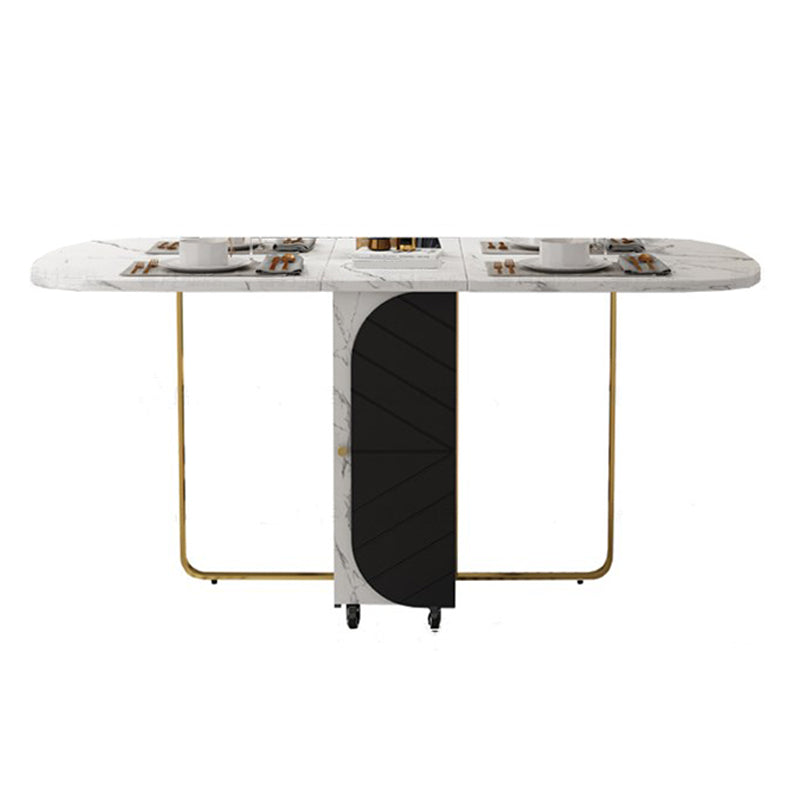 Table de salle à manger ovale contemporaine table à feuille de pierre entrée, 59 "L x 29,5" H