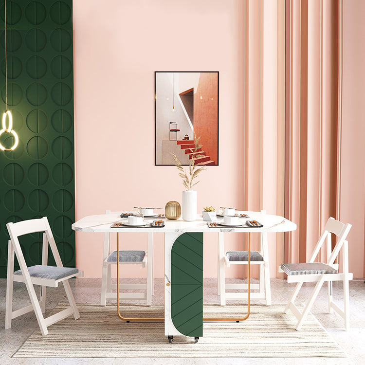 Table de salle à manger ovale contemporaine table à feuille de pierre entrée, 59 "L x 29,5" H