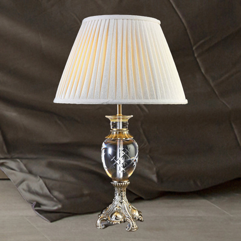1 tête de salon de bureau lampe moderniste de table gris lumière avec une teinte en tissu plissé