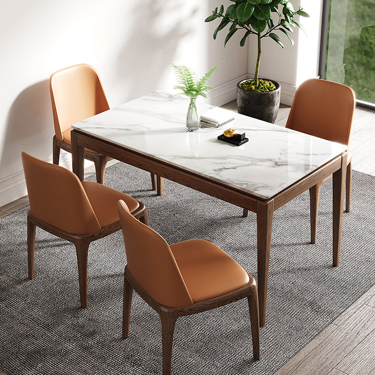 Rechthoek gesinterde steen witte eettafel Vintage 4 poten tafel voor eetkamer