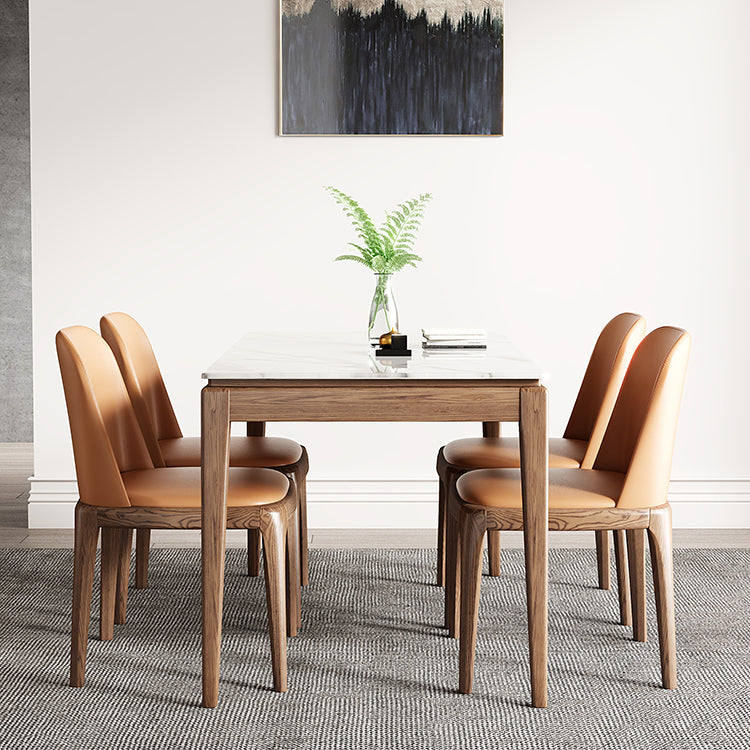 Rechthoek gesinterde steen witte eettafel Vintage 4 poten tafel voor eetkamer
