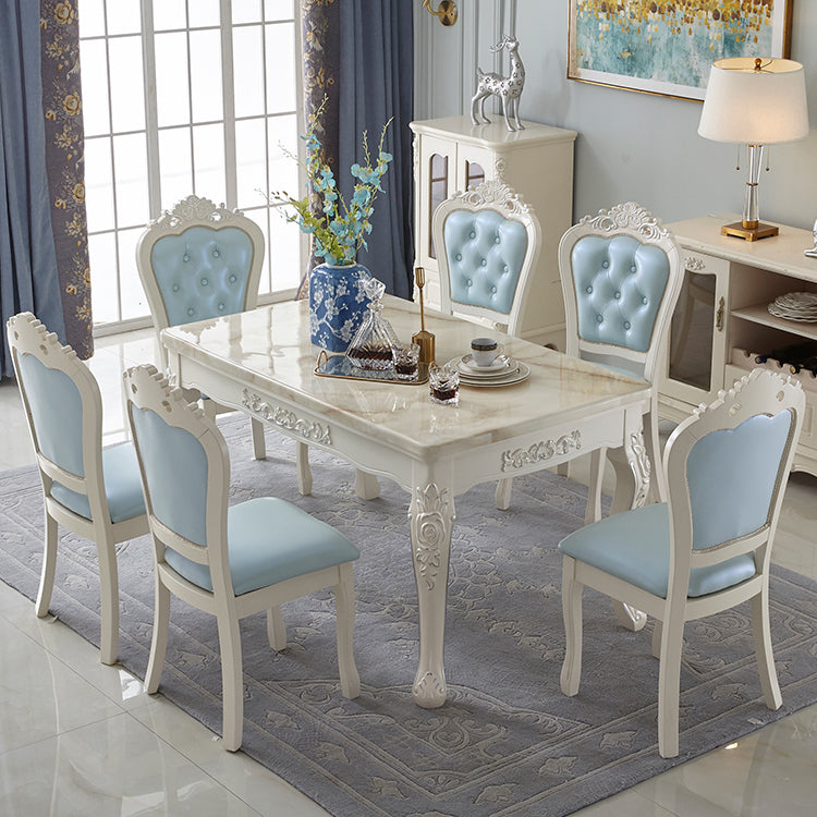 Vitoria Rectangle Shape Marble Table White Standard Dining Table for Kitchen