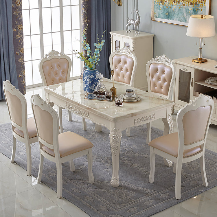 Vitoria Rectangle Shape Marble Table White Standard Dining Table for Kitchen