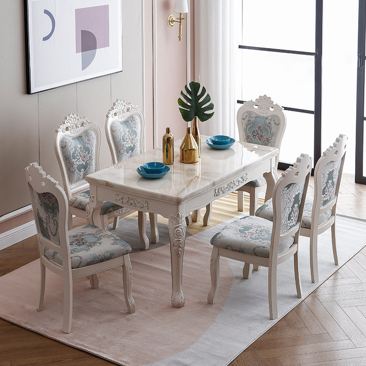 Vitoria Rectangle Shape Marble Table White Standard Dining Table for Kitchen