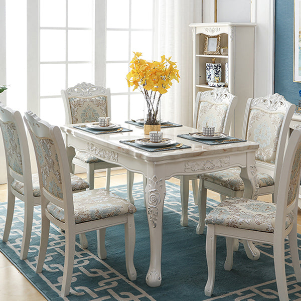 Vitoria Rectangle Shape Marble Table White Standard Dining Table for Kitchen