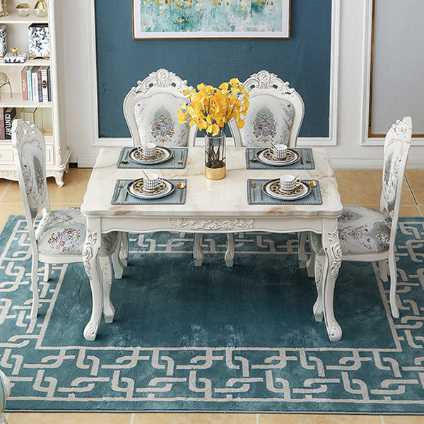 Vitoria Rectangle Shape Marble Table White Standard Dining Table for Kitchen