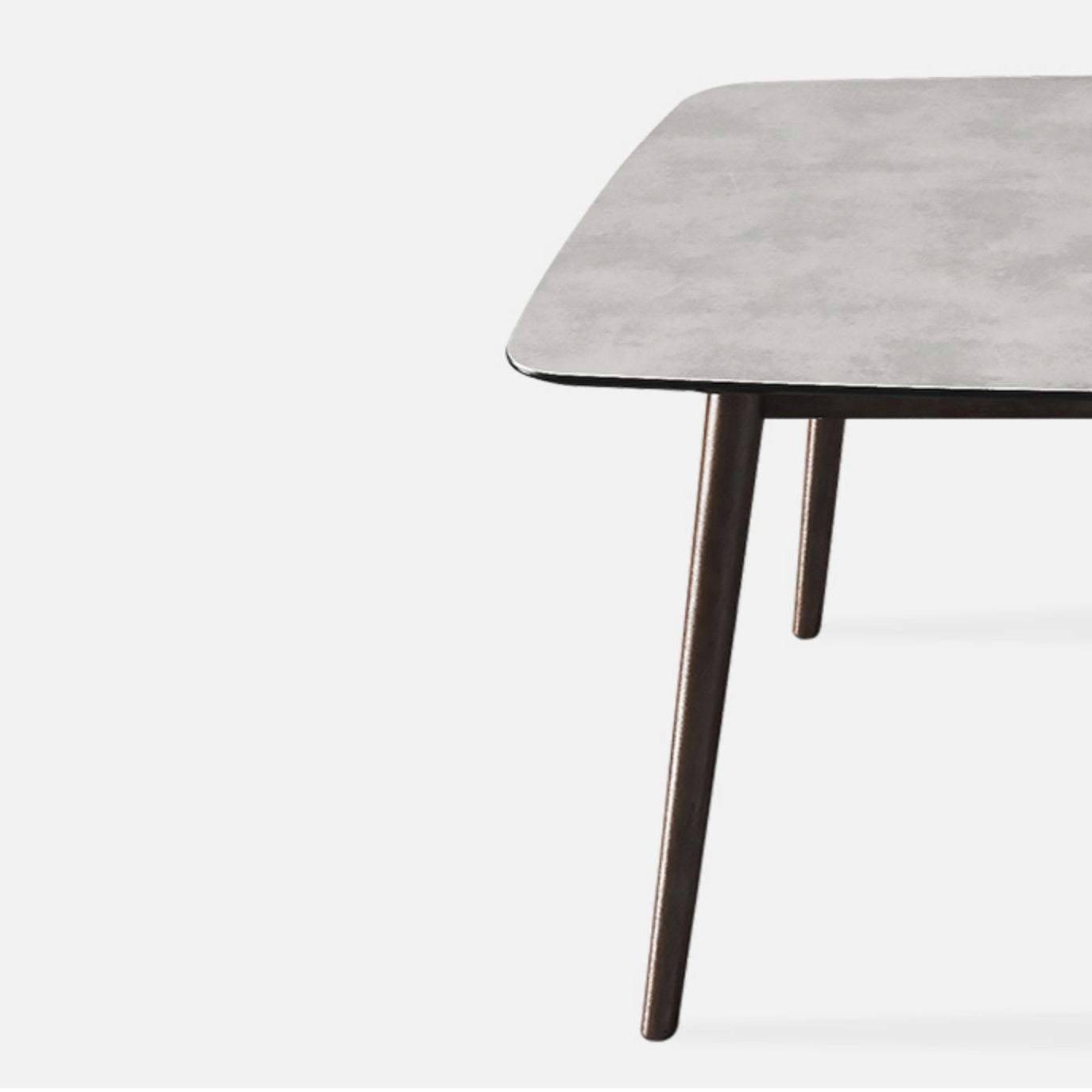 Mesa rectangular moderna medieval mesa de piedra sinterizada con base de madera y 4 patas