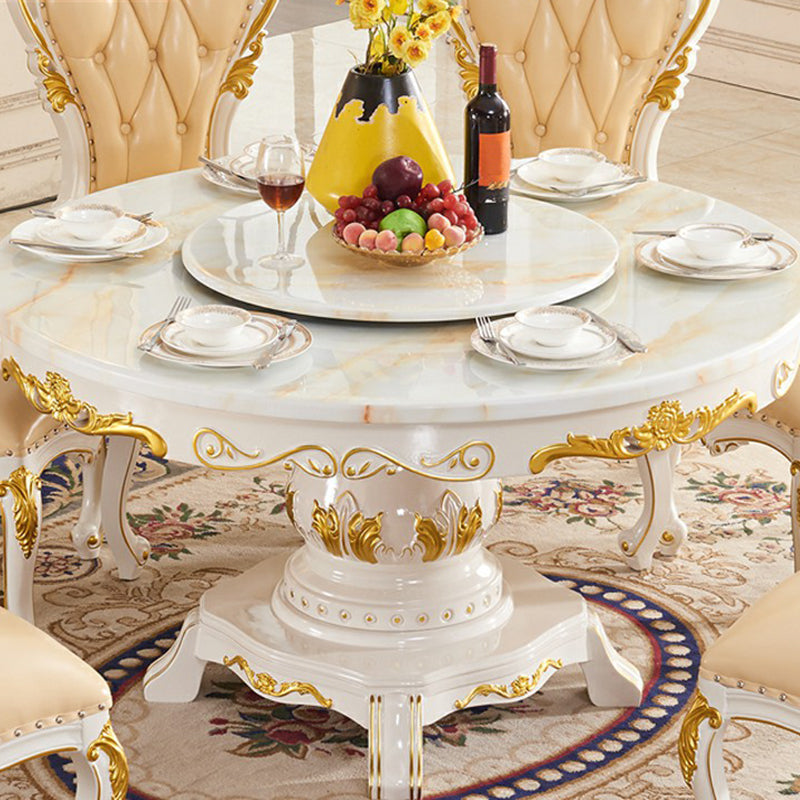 Victorian Style Stone Dining Table Round Dining Table with Wooden Base