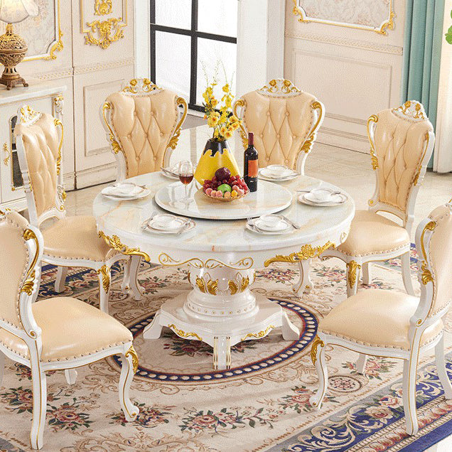 Victorian Style Stone Dining Table Round Dining Table with Wooden Base