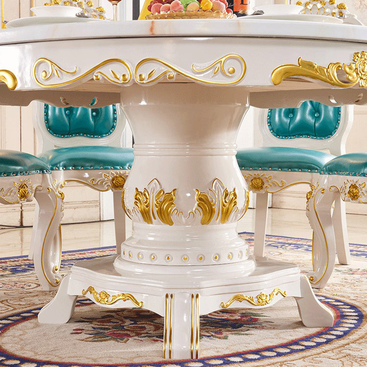 Victorian Style Stone Dining Table Round Dining Table with Wooden Base