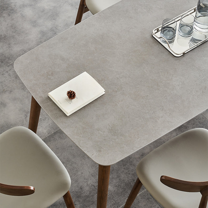 Mesa de madera de madera sólida Mesa Moderna Modern Rectangle Mesa de piedra sinterizada