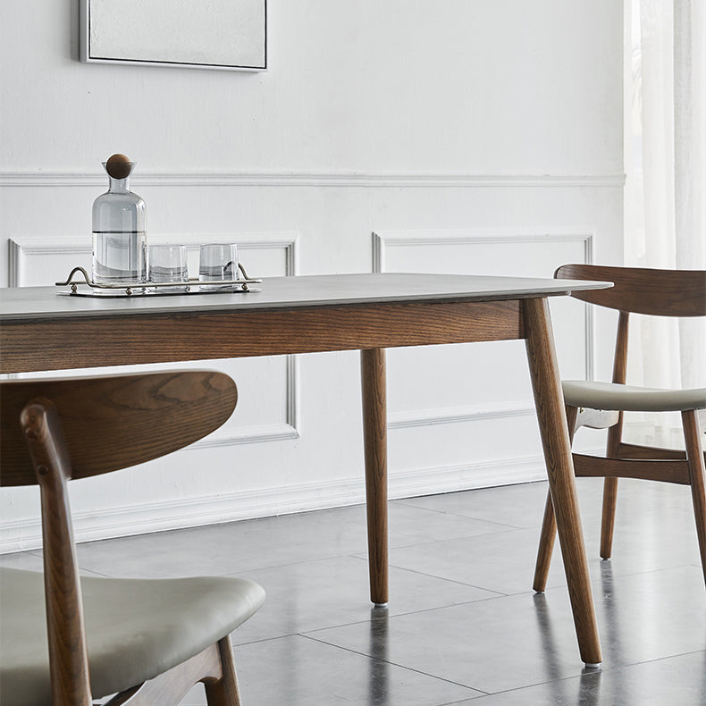 Mesa de madera de madera sólida Mesa Moderna Modern Rectangle Mesa de piedra sinterizada