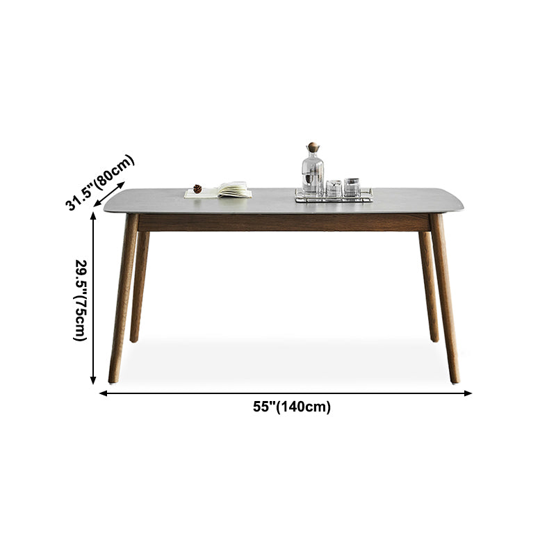 Mesa de madera de madera sólida Mesa Moderna Modern Rectangle Mesa de piedra sinterizada