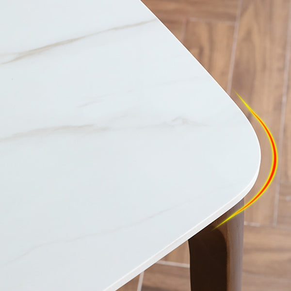 Rectangle 4 Legs Mid-Century Table White Fixed Table of Sintered Stone