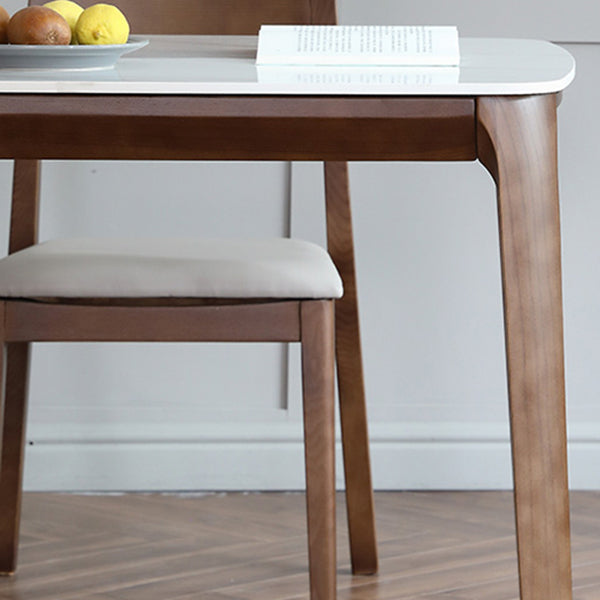 Rectangle 4 Legs Mid-Century Table White Fixed Table of Sintered Stone