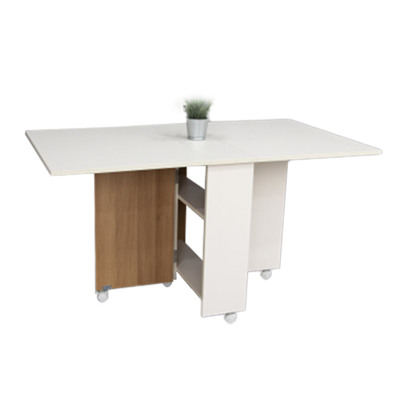 Mesa de madera de madera plegable artificial Mesa rectángulo extensible con base de caballete de almacenamiento