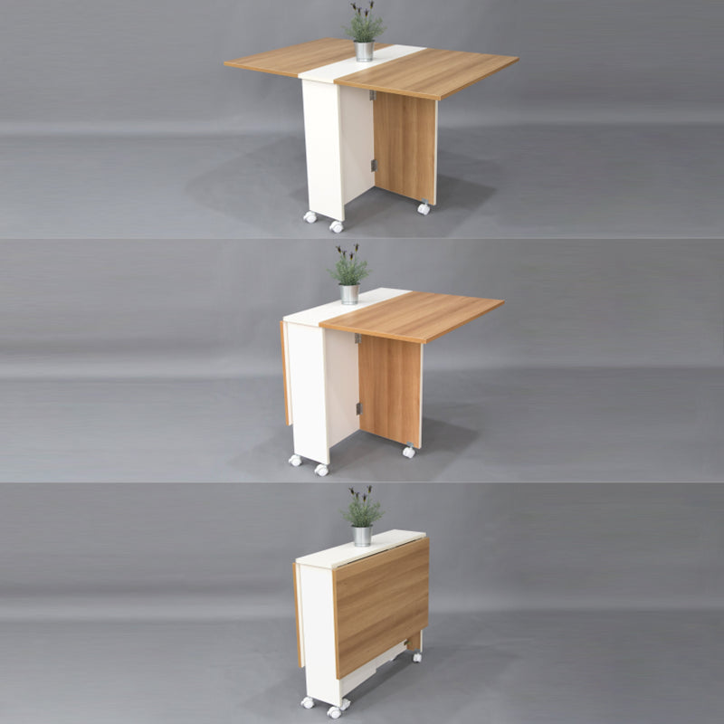 Mesa de madera de madera plegable artificial Mesa rectángulo extensible con base de caballete de almacenamiento