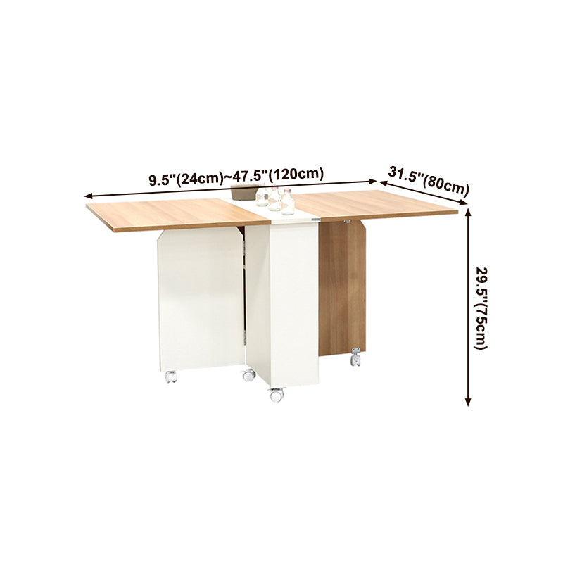 Mesa de madera de madera plegable artificial Mesa rectángulo extensible con base de caballete de almacenamiento