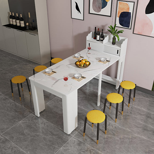 73'' Artificial Foldable Dining Table Extendable Rectangle Table with 5 Legs