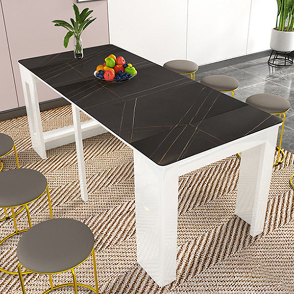 73'' Artificial Foldable Dining Table Extendable Rectangle Table with 5 Legs