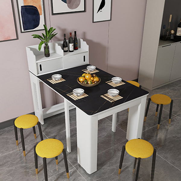 73'' Artificial Foldable Dining Table Extendable Rectangle Table with 5 Legs