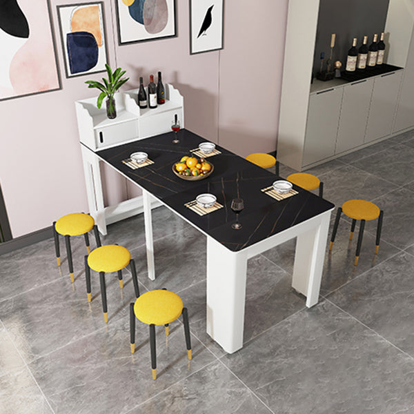 73'' Artificial Foldable Dining Table Extendable Rectangle Table with 5 Legs