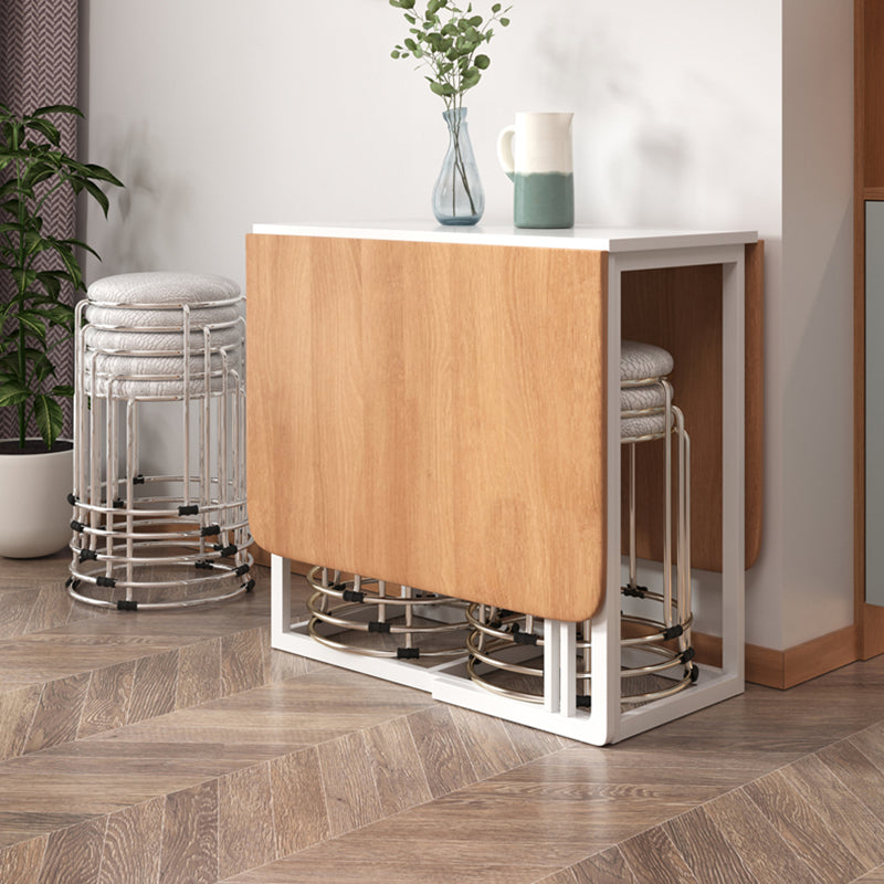 Artificial Wooden Top Foldable Table Extendable Rectangle Table with Trestle Base