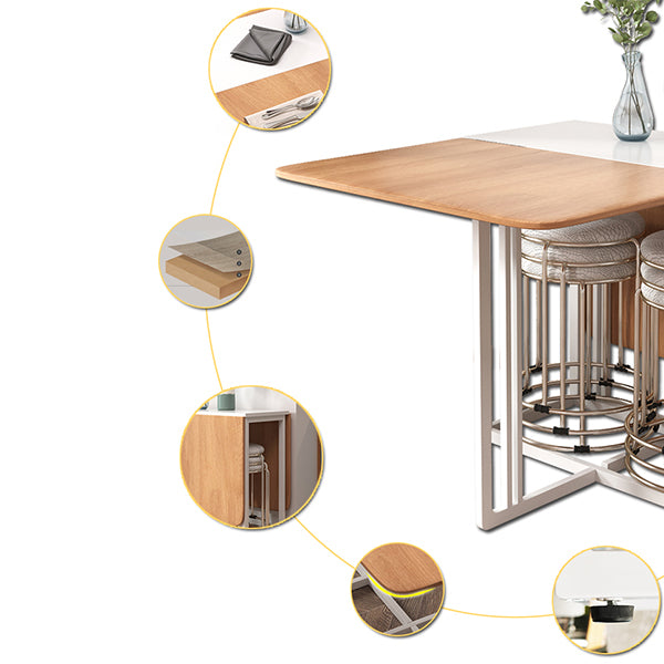 Klappbarer Tisch mit künstlicher Holzplatte, ausziehbarer rechteckiger Tisch mit Bockgestell