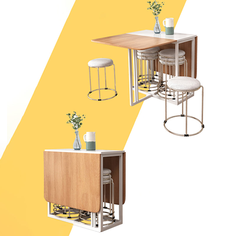 Artificial Wooden Top Foldable Table Extendable Rectangle Table with Trestle Base